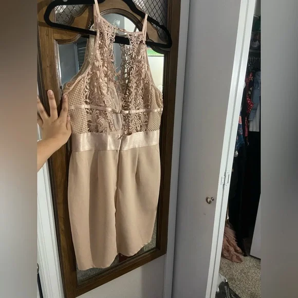 Champagne Lace Cocktail Dress - Picture 4 of 4